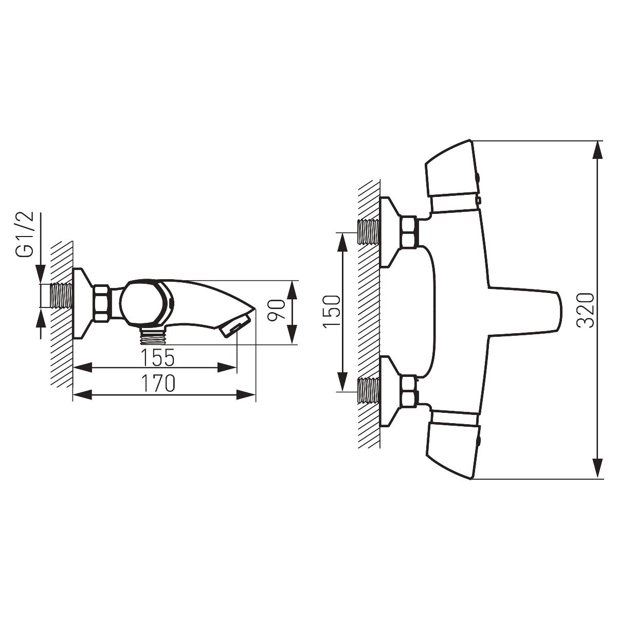 Baterie Baie Cu Termostat Pentru Cada Dus Novaservis Metalia