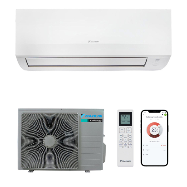 Aparat aer conditionat Daikin Sensira C, 18000 BTU, A++/A+, inverter, Wi-Fi, R32, functie incalzire, dezumidificare, mod Eco, mod Auto, mod de noapte, afisaj digital, timer, auto-curatare, alb