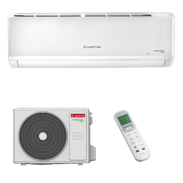 Aparat aer conditionat Ariston Alys 35, 12000 BTU, A++/A+, inverter, R32, functie incalzire, dezumidificare, filtru aer, mod Auto, mod Turbo, timer, Follow Me, auto-curatare, alb