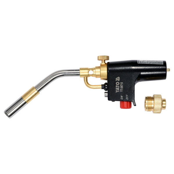 Arzator gaz, Yato YT-36715, conexiune 1 inch US, cu aprindere piezo + adaptor