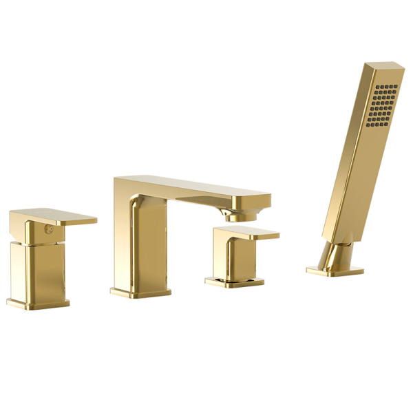 Baterie baie cada/dus, Valvex Loft Gold 2455870, monocomanda, montaj pe cada, finisaj auriu lucios