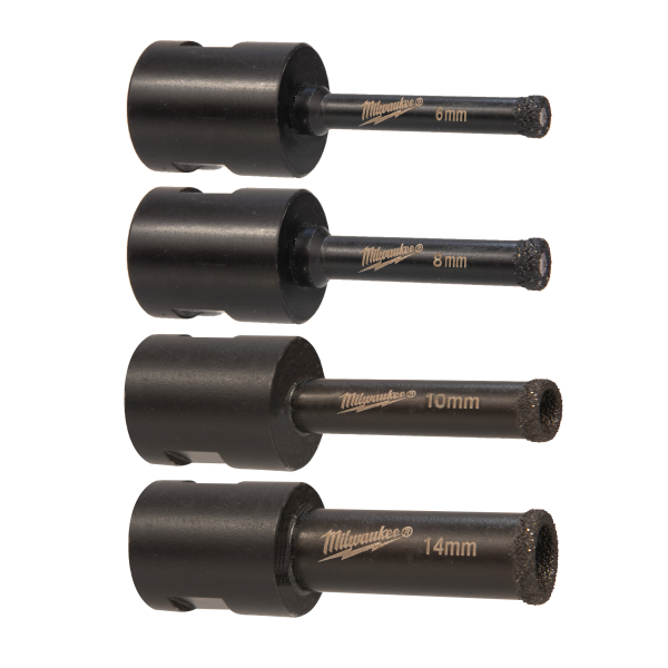 Burghiu diamantat pentru ceramica, fonta si fibra de sticla, Milwaukee 4932471863, 6 - 14 mm, set 4 bucati