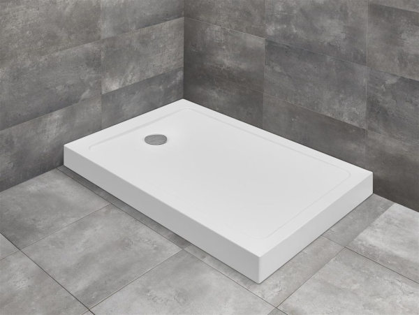Cadita dus patrata Radaway Doros C Compact, acril, alb, 100 x 100 x 11.5 cm