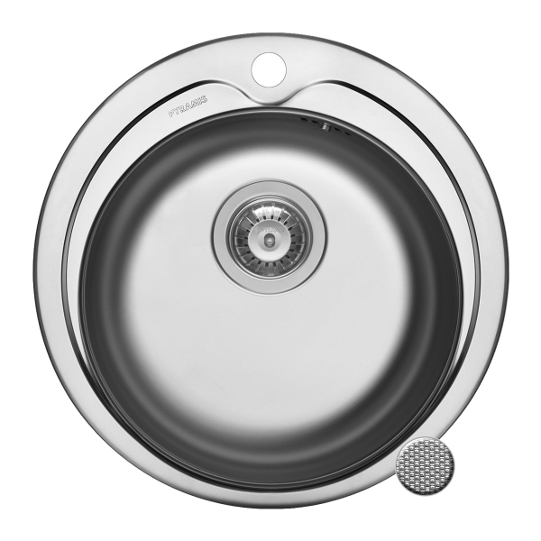 Chiuveta bucatarie inox leinen Pyramis Kiba 100053801, rotunda, diametru 48.5 cm, adancime cuva 16 cm