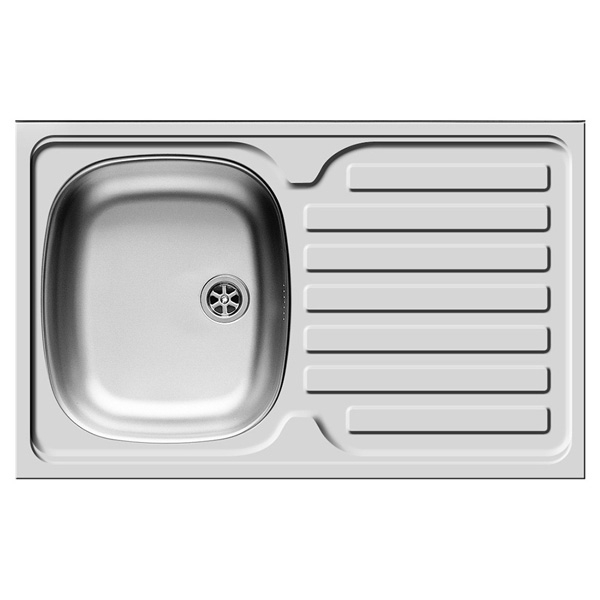 Chiuveta bucatarie inox leinen Pyramis International, dreptunghiulara, cuva pe stanga, 80 x 50 cm, adancime cuva 15 cm