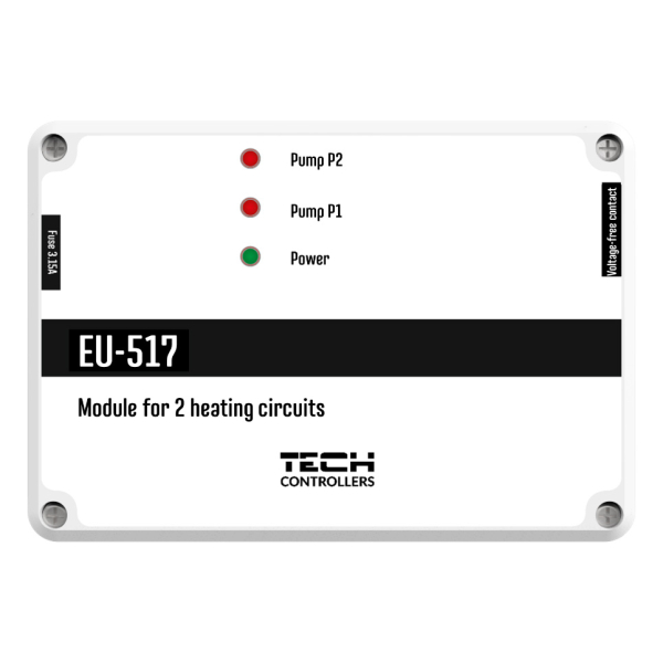 Controler Tech EU-517, pentru 2 pompe circulatie, cu comanda pornire/oprire cazan, 230 V