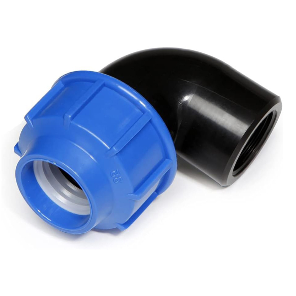 Cot compresiune PEHD, filet interior, D 25 mm x 1/2", 90 grade
