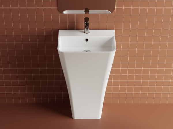 Lavoar freestanding baie, Marmite WB 0004, montaj stativ, finisaj alb, 50 x 40 x 85 cm
