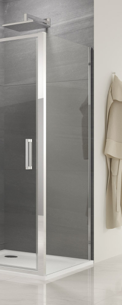 Perete lateral fix SanSwiss Ocelia 90 x 190 cm, sticla transparenta, profil slefuit lucios, OCEF0905007