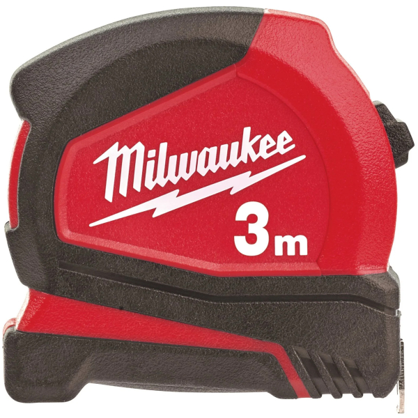Ruleta cu banda metalica, cu blocare, cu agatatoare, Milwaukee Pro Compact 4932459591, 3 m
