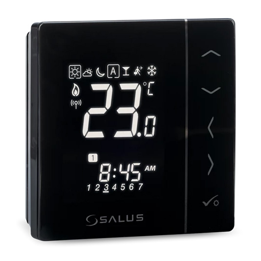 Termostat pentru incalzire in pardoseala, incastrabil, Salus VS10BRF, Wi-Fi, afisaj digital, programabil, 230 V, negru
