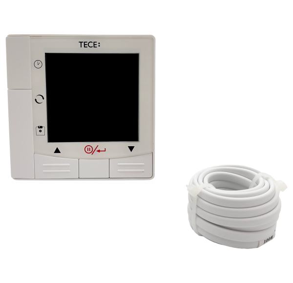 Termostat pentru incalzire in pardoseala, cu fir, TECEfloor 77410017, programabil, protectie la inghet, afisaj digital, alb