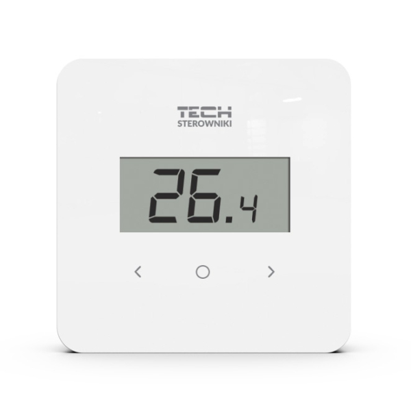 Termostat pentru incalzire in pardoseala, Tech EU-R-8b Plus, wireless, neprogramabil, senzor umiditate, 2 x AAA, alb