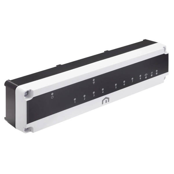 Unitate de comanda pentru incalzire in pardoseala Purmo, PUMW011 Unisenza Plus RF, 8 zone, modul pompa si cazan, antiblocare pompa, IP20, 230 V, alb