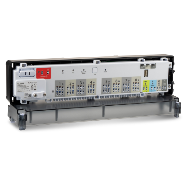 Unitate de comanda pentru incalzire in pardoseala, cu fir, Salus KL08RF, 8 zone, IP20, 230 V, negru