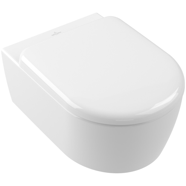 Vas WC suspendat Villeroy & Boch Skyla TwistFlush 5656CL01, alb, evacuare orizontala, capac WC inclus