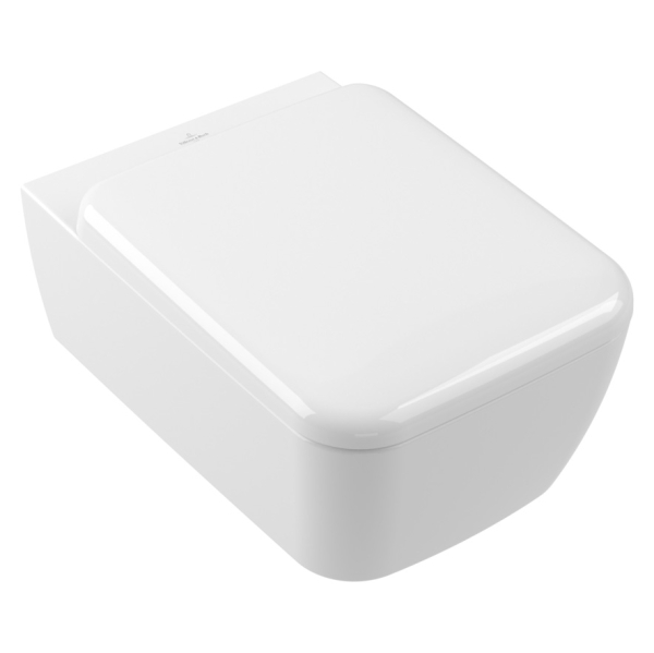 Vas WC suspendat Villeroy & Boch Skyla TwistFlush 4682CL01, alb, evacuare orizontala, capac WC inclus