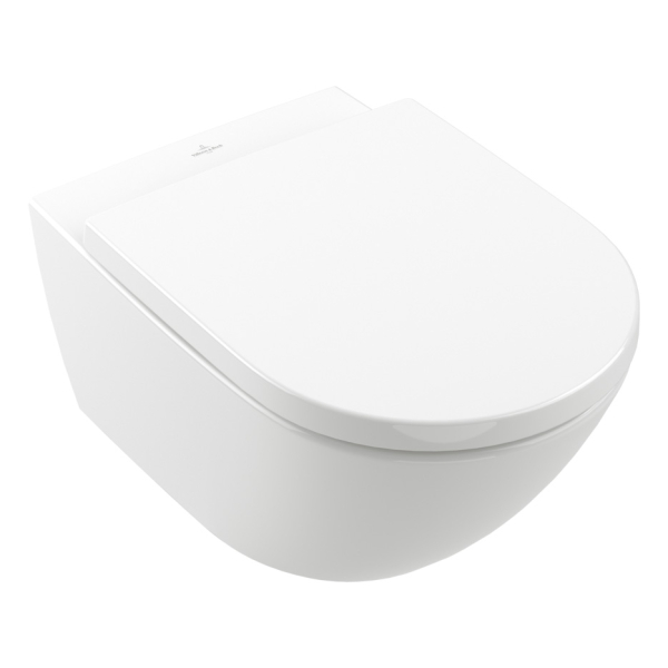 Vas WC suspendat Villeroy & Boch Subway 3.0 4670TS01, alb, evacuare orizontala, 37 x 56 cm, capac WC inclus