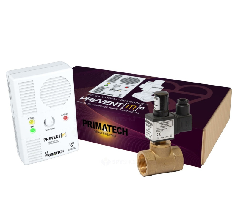 Kit detector de gaz + electrovalva de 1", pentru gaz metan Primatech Prevent [m]s 2pms21002sob, 230v