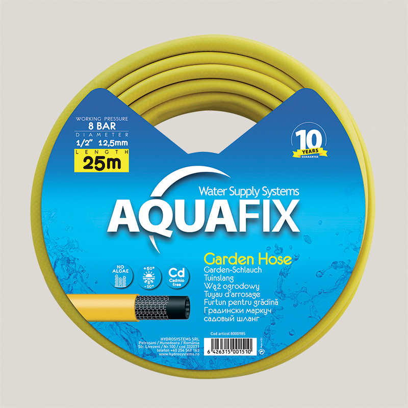 Furtun de gradina, pentru apa, Aquafix, 12.5 mm, rola 25 m