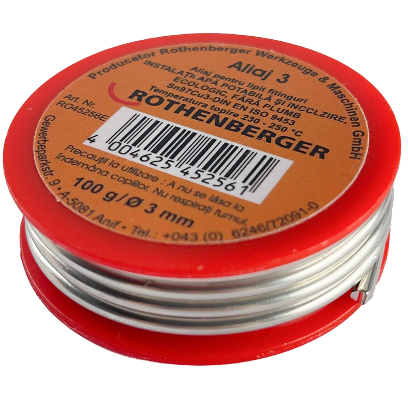 Aliaj pentru lipire, Rothenberger 45256, 3 mm, 100 g