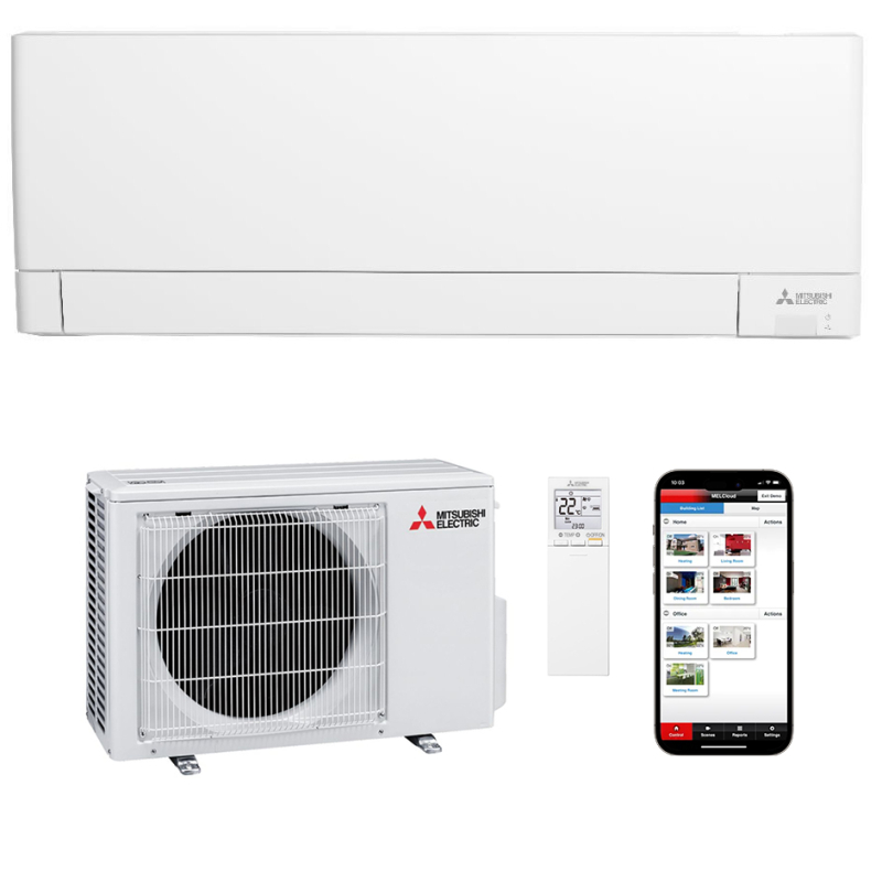 Aparat aer conditionat Mitsubishi Electric MSZ - AY25, 9000 BTU, A+++/A++, inverter, R32, functie incalzire, filtru Plasma Quad Plus, mod Eco, mod Auto, timer, mod noapte, auto-restart, auto-diagnoza, alb