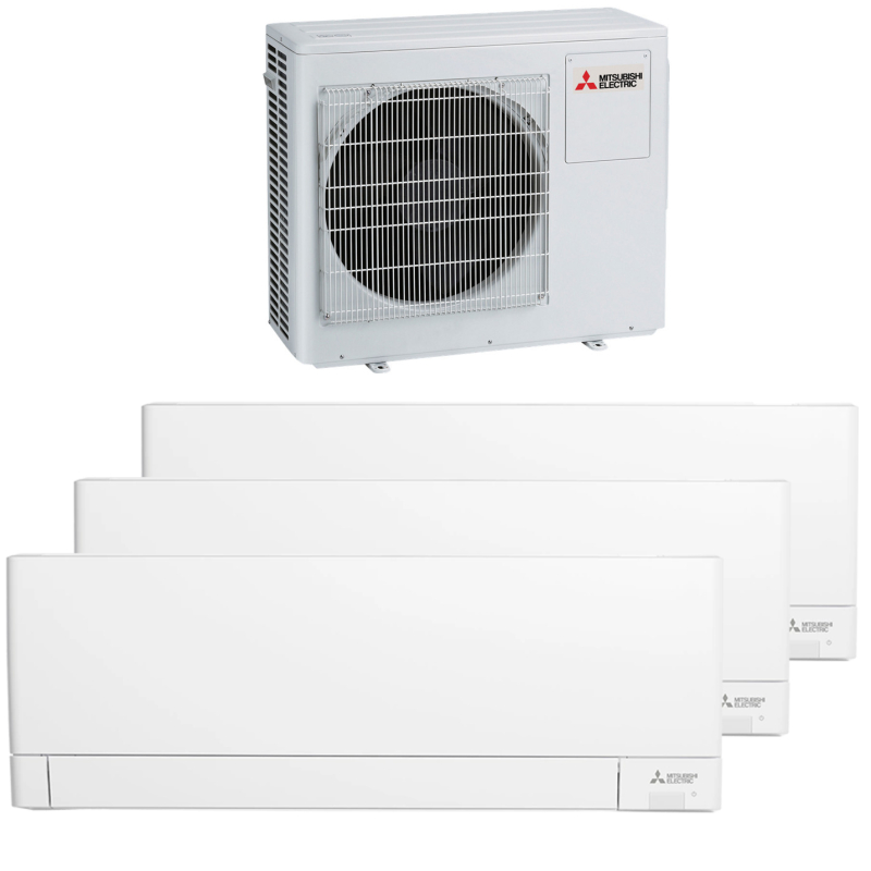 Aparat aer conditionat multisplit, Mitsubishi Electric AY, 1 x UE 28000 BTU, 2 x UI 12000 BTU, 1 x UI 9000 BTU, A++/A+, inverter, Wi-Fi, filtru aer, functie incalzire, dezumidificare, anti-mucegai, auto-curatare, I Save, mod auto-diagnosticare