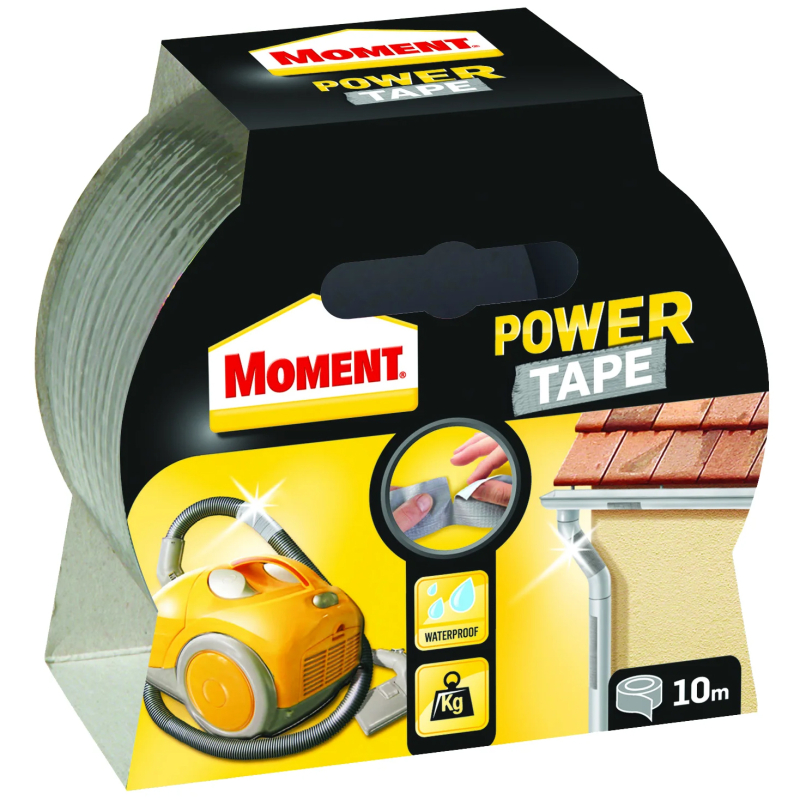 Banda adeziva pentru reparatii, Moment Power Tape, polietilena + panza, argintiu, 48 mm x 10 m