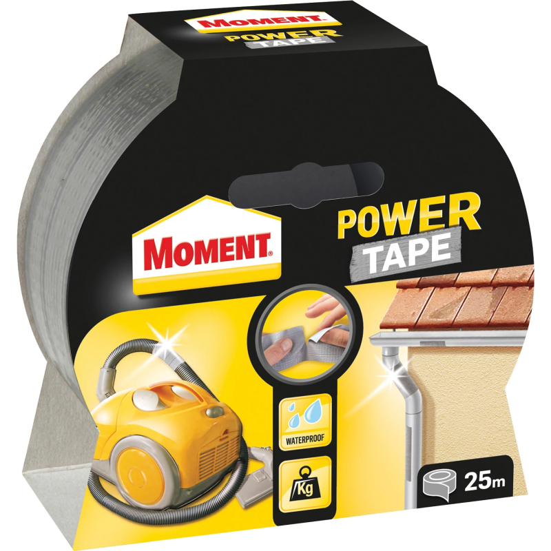 Banda adeziva pentru reparatii, Moment Power Tape, polietilena + panza, argintiu, 48 mm x 25 m