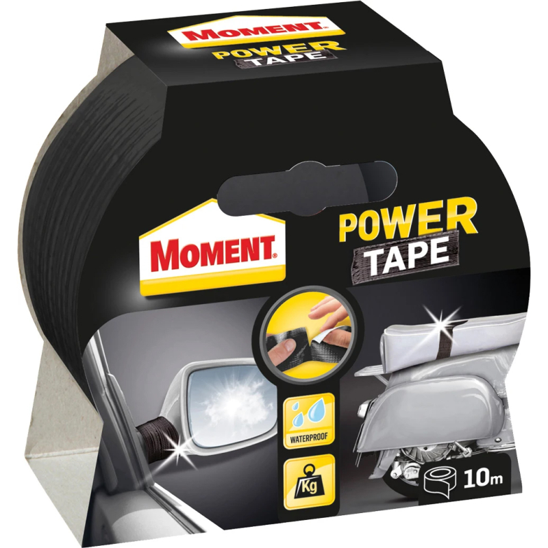 Banda adeziva pentru reparatii, Moment Power Tape, polietilena + panza, negru, 48 mm x 10 m