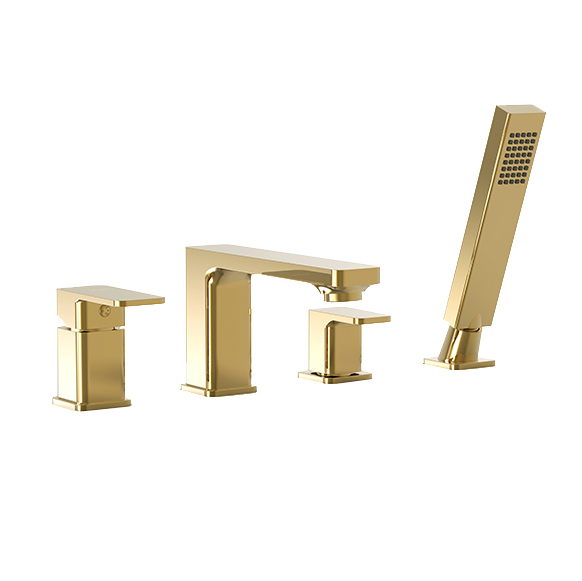 Baterie baie cada/dus, Valvex Loft Gold 2455870, monocomanda, montaj pe cada, finisaj auriu lucios