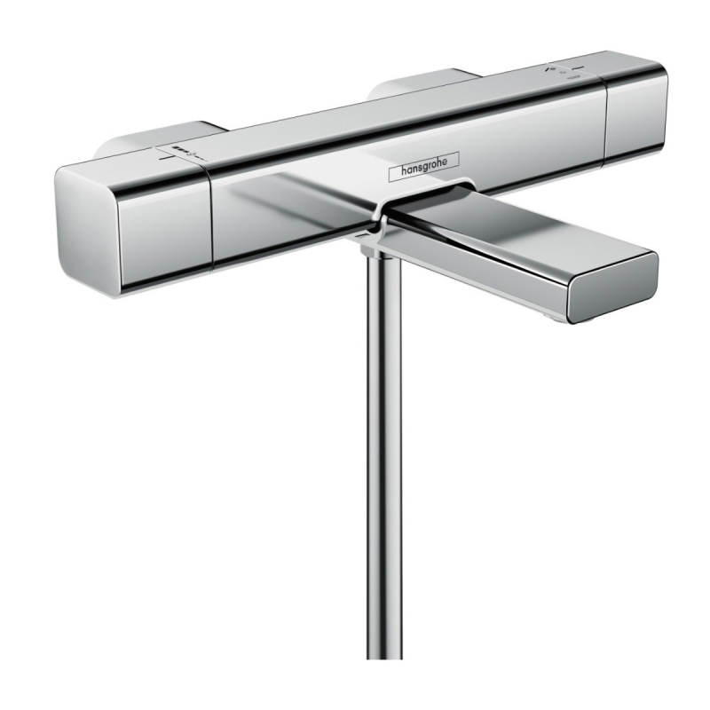 Baterie baie cu termostat, pentru cada/dus, Hansgrohe Ecostat E 15774000, dubla comanda, montaj aplicat, finisaj cromat