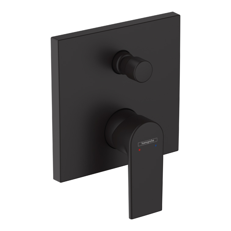 Baterie baie incastrata, pentru cada/dus, Hansgrohe Vernis Shape 71468670, monocomanda, finisaj negru mat