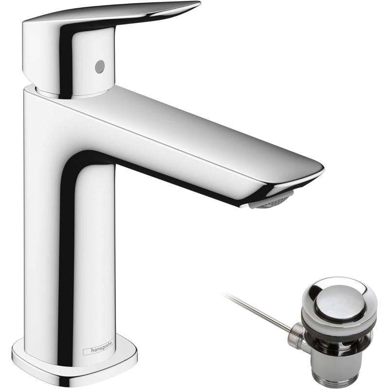 Baterie baie pentru lavoar, Hansgrohe Logis Fine 71251000, cu ventil, monocomanda, finisaj cromat