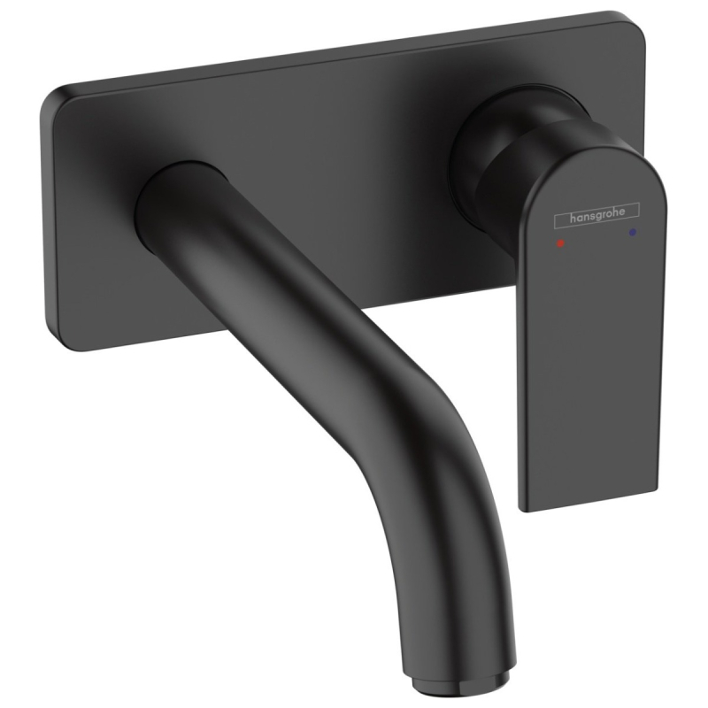 Baterie baie pentru lavoar, Hansgrohe Vernis Shape 71578670, pipa 20.5 cm, montaj incastrat, monocomanda, finisaj negru mat