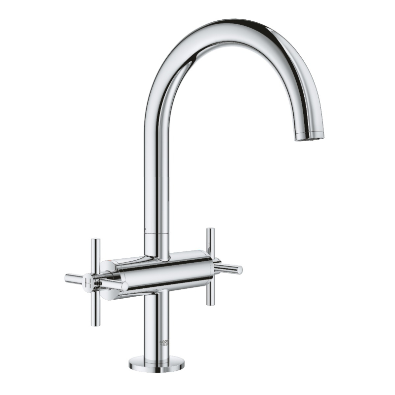 Baterie baie pentru lavoar inalta, Grohe Atrio L 21019003, stativa, dubla comanda, alama, finisaj cromat