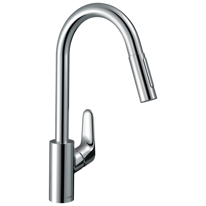 Baterie bucatarie, cu dus extractibil, Hansgrohe Focus M41 31815000, stativa, monocomanda, alama, finisaj cromat