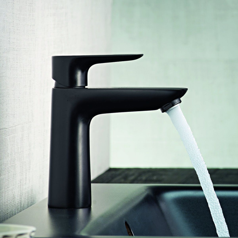 Baterie lavoar, Hansgrohe Talis E 71710670, stativa, monocomanda, alama, finisaj negru mat, cu ventil pop-up