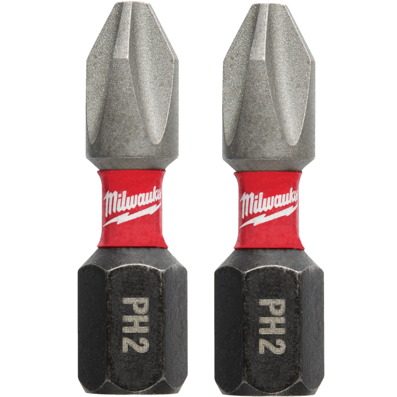 Biti pentru insurubare de impact, profil Phillips, PH 2, Milwaukee Shockwave Impact Duty 4932430852, 25 mm, set 2 bucati