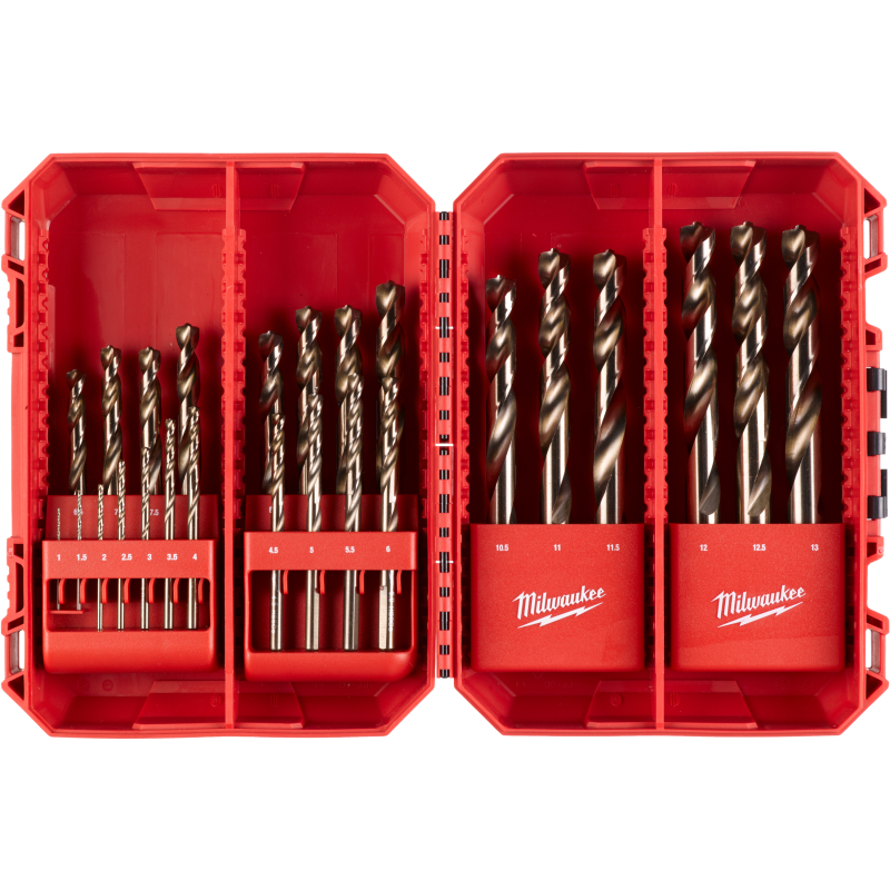 Burghiu pentru metal, tip HSS-G, cu cobalt, Milwaukee Red Cobalt 4932493868, 1 - 13 mm, set 25 bucati