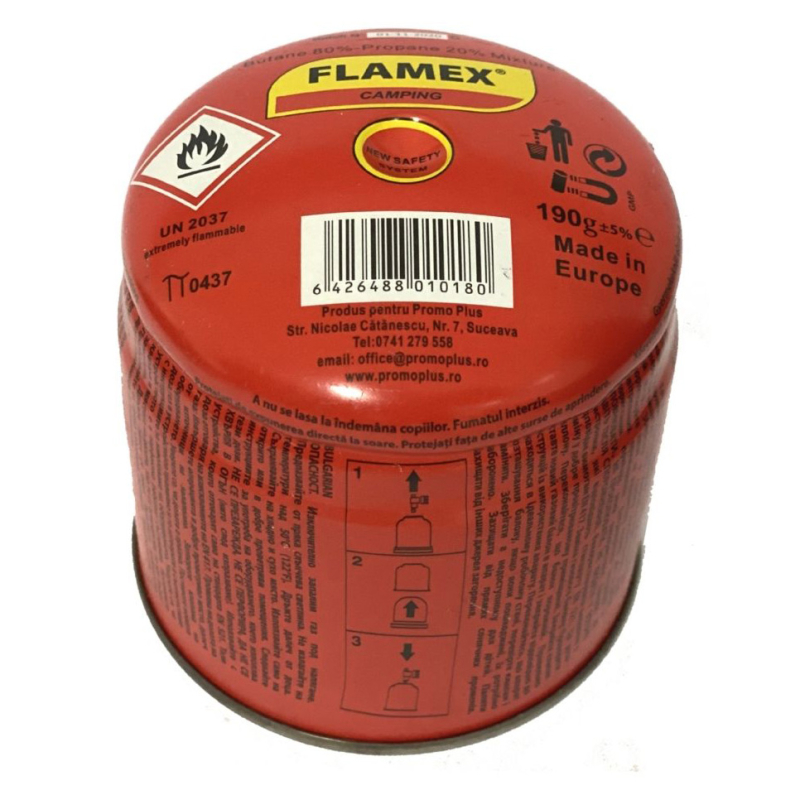 Butelie gaz camping Flamex 190 GR, cu valva, 190 g