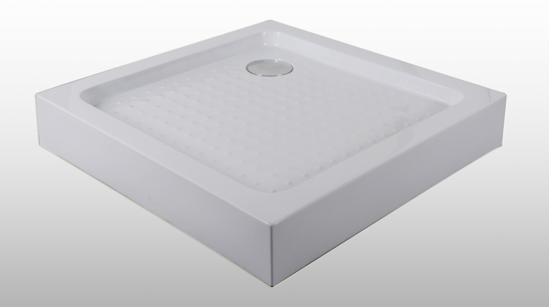 Cadita dus patrata, Sanotechnik TT90W, acril, alb, design standard, 90 x 90 x 12.5 cm, sifon si suport incluse