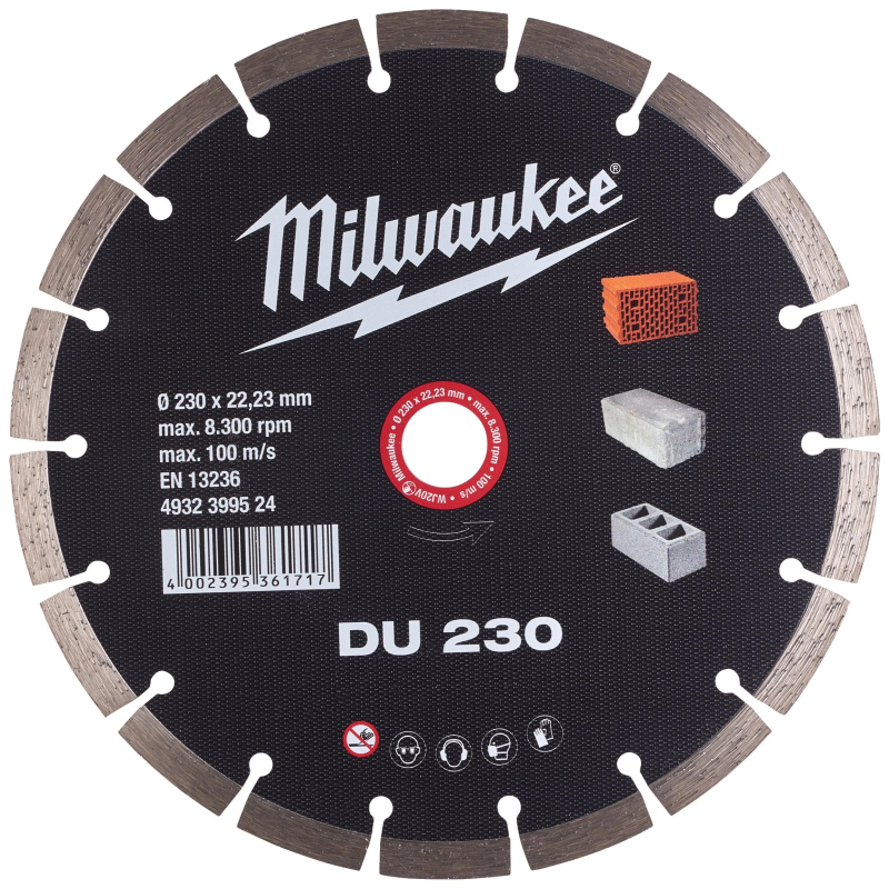 Disc diamantat segmentat, pentru taiere beton, Milwaukee DU 230, 230 x 22.23 x 2.6 mm, 4932399524