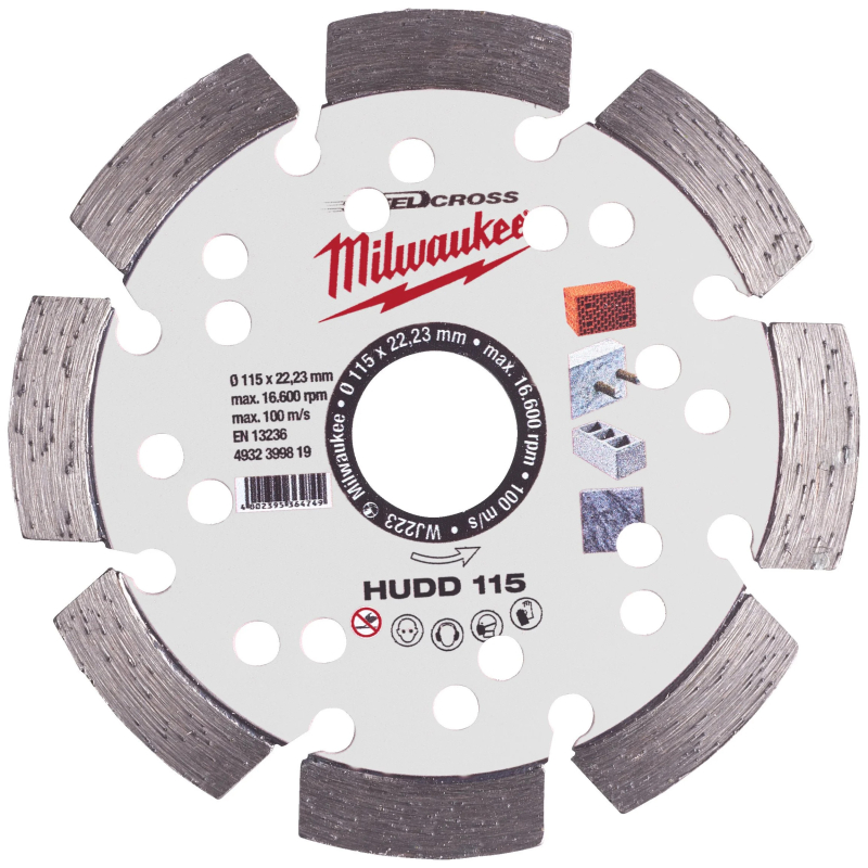 Disc diamantat segmentat, pentru taiere beton, Milwaukee Speedcross Hudd, 115 x 22.23 x 2.6 mm, 4932399819