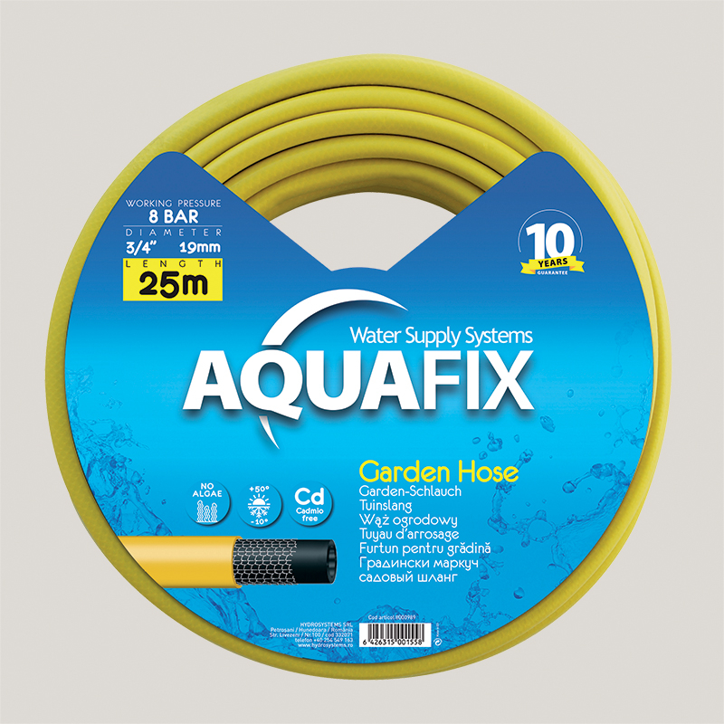 Furtun de gradina, pentru apa, Aquafix, 19 mm, rola 25 m