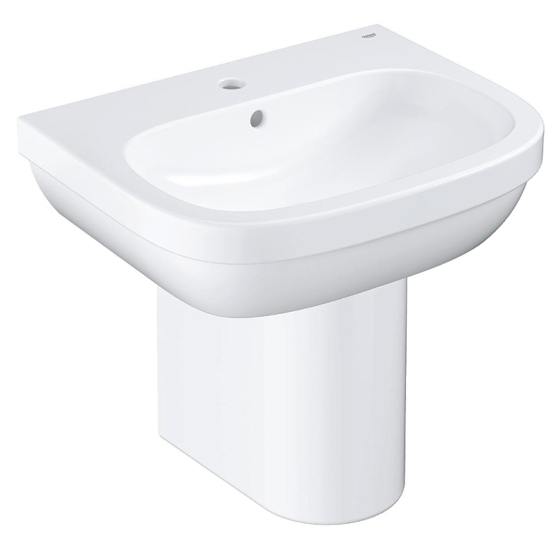 Lavoar suspendat Grohe Euro Ceramic 39335000, alb, 60 cm + Semipiedestal lavoar  Grohe Euro Ceramic 39201000