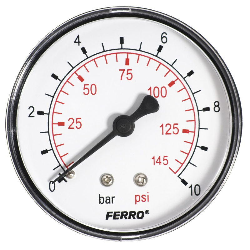 Manometru axial Ferro, D 63 mm, 1/4", 0 - 10 bar