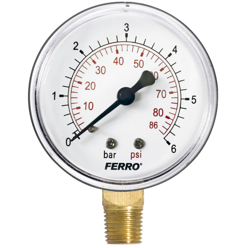 Manometru radial Ferro M6306R, D 63 mm, 1/4", 0 - 6 bar