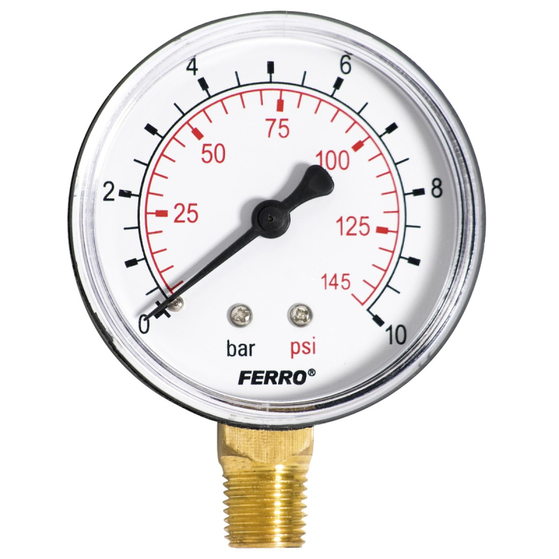 Manometru radial Ferro M6310R, D 63 mm, 1/4", 0 - 10 bar