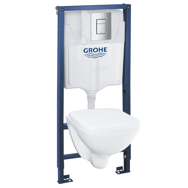 Rezervor WC incastrat + vas WC + capac, set Grohe Solido 4 in 1 Square 39467000, 6-9 L, clapeta actionare inclusa